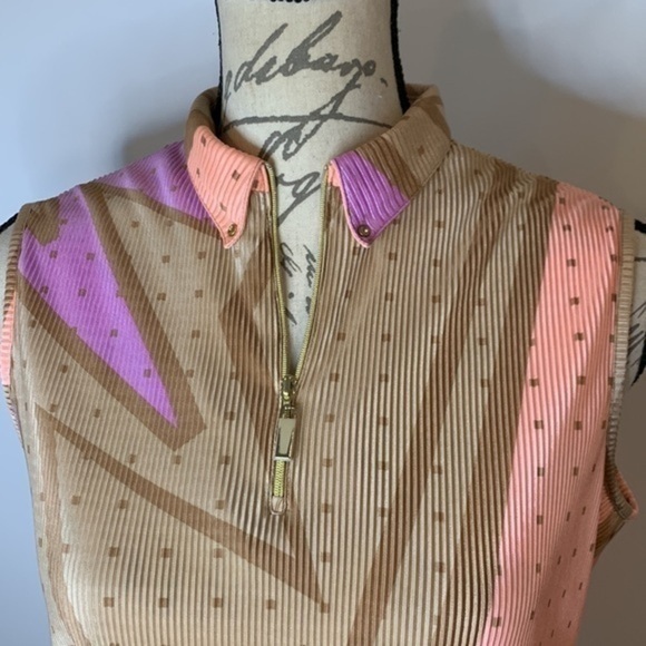 Jamie Sadock sleeveless quarter zip plissé top S - Picture 2 of 7